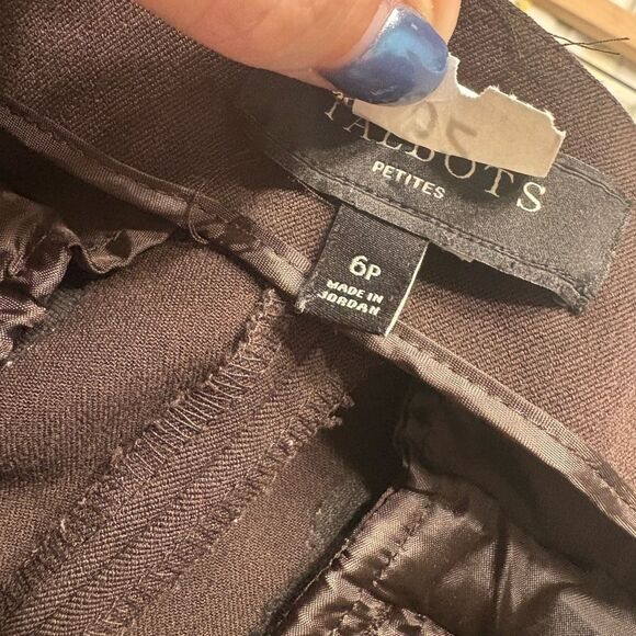 Talbots Womens Dark Brown Pleated Side Zip Dress Pants Trousers Petite 6 - Picture 6 of 8